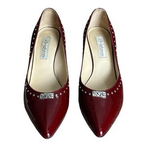 Brighton Patent Leather Young Studded Heels Red Size 7
